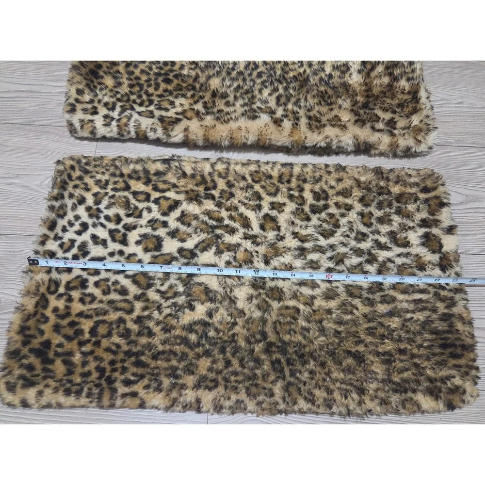 Pier 1 Imports Faux Fur Leopard Print Pillow Case Shams Set of 2 Animal 24